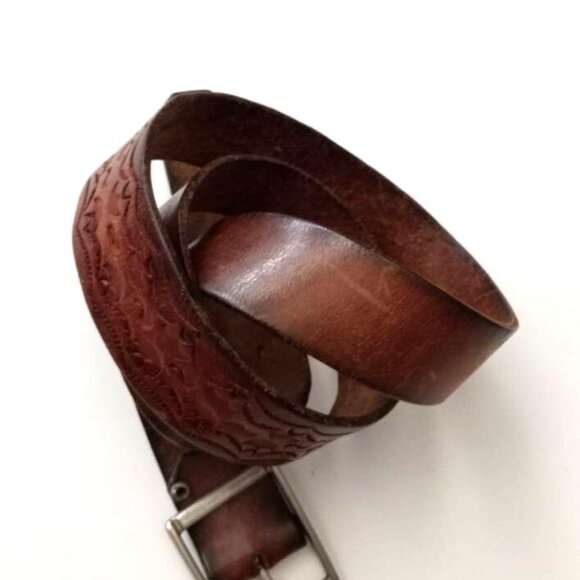 Vintage Handcrafted Leather Belt with Patterns Antique Menswear Office - Picture 5 of 10